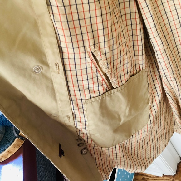 Vintage Lined Tan wool collar Trench Coat Made in Poland Size 44R pockets belted - Picture 11 of 16